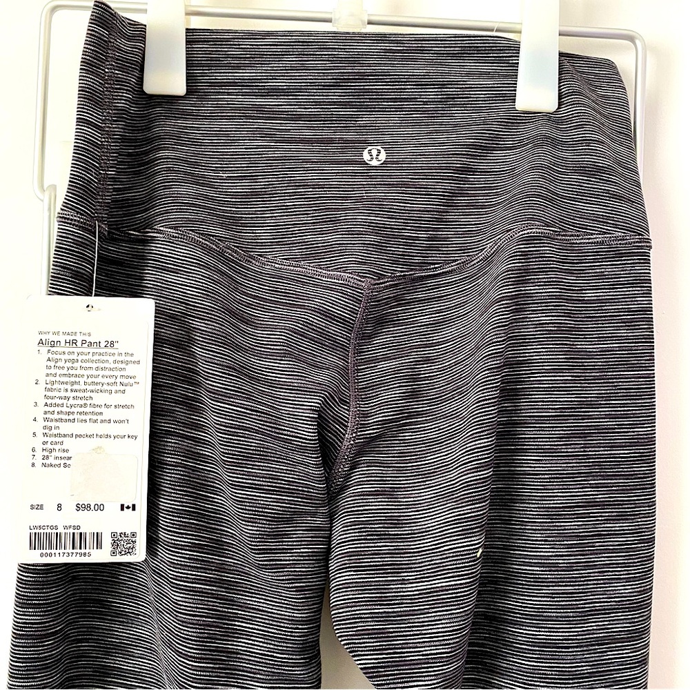 BNWT 🦓 Lululemon High Rise Align 28” Leggings in Heather Space Grey stripey
